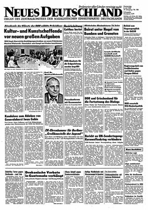 Neues Deutschland Online-Archiv vom 08.07.1982