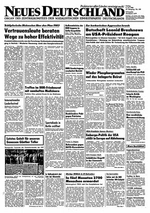 Neues Deutschland Online-Archiv vom 09.07.1982