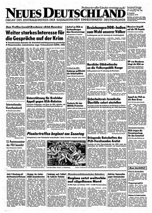 Neues Deutschland Online-Archiv vom 14.08.1982