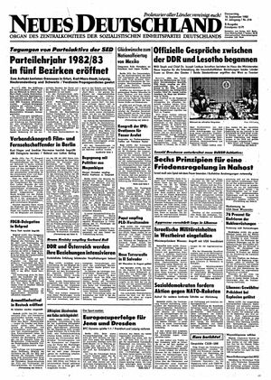 Neues Deutschland Online-Archiv vom 16.09.1982