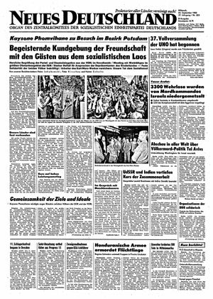Neues Deutschland Online-Archiv vom 22.09.1982