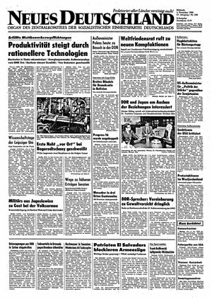 Neues Deutschland Online-Archiv vom 03.11.1982