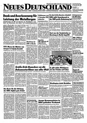 Neues Deutschland Online-Archiv vom 20.11.1982