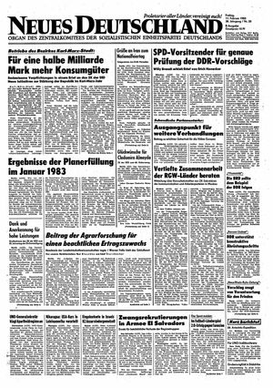 Neues Deutschland Online-Archiv vom 11.02.1983