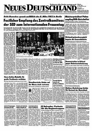 Neues Deutschland Online-Archiv vom 09.03.1983