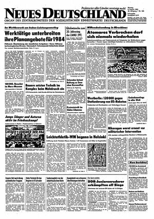 Neues Deutschland Online-Archiv vom 08.08.1983