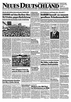 Neues Deutschland Online-Archiv vom 27.08.1983