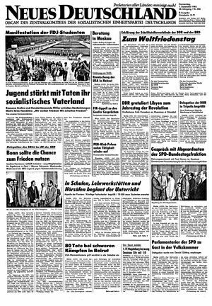 Neues Deutschland Online-Archiv vom 01.09.1983