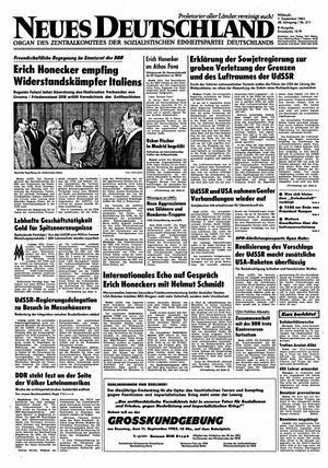 Neues Deutschland Online-Archiv vom 07.09.1983