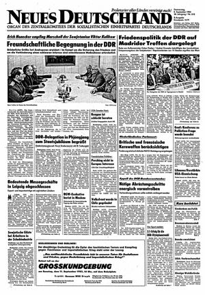 Neues Deutschland Online-Archiv vom 08.09.1983