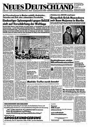 Neues Deutschland Online-Archiv vom 10.09.1983