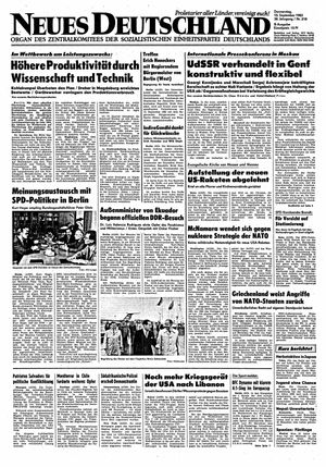 Neues Deutschland Online-Archiv vom 15.09.1983