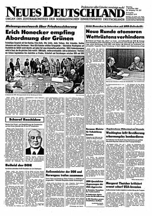 Neues Deutschland Online-Archiv vom 01.11.1983