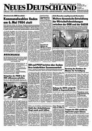 Neues Deutschland Online-Archiv vom 06.12.1983