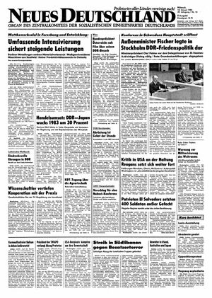 Neues Deutschland Online-Archiv vom 18.01.1984