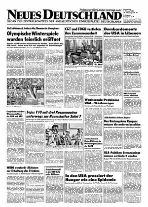Neues Deutschland Online-Archiv vom 09.02.1984