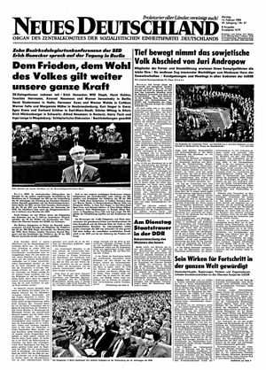 Neues Deutschland Online-Archiv vom 13.02.1984