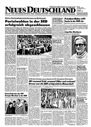 Neues Deutschland Online-Archiv vom 20.02.1984