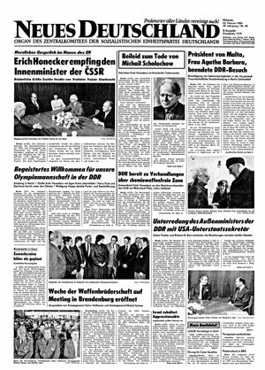 Neues Deutschland Online-Archiv vom 22.02.1984