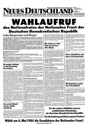 Neues Deutschland Online-Archiv vom 27.02.1984