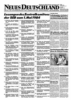 Neues Deutschland Online-Archiv vom 30.03.1984