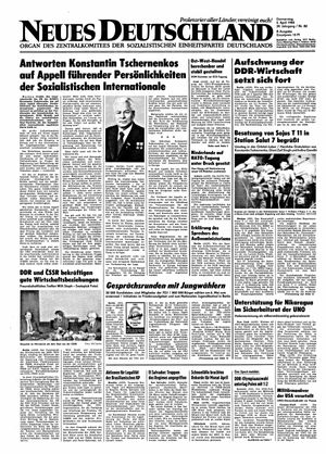 Neues Deutschland Online-Archiv vom 05.04.1984