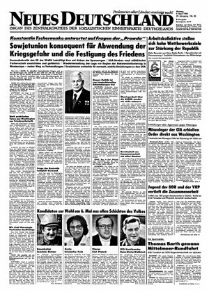 Neues Deutschland Online-Archiv vom 09.04.1984