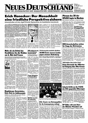 Neues Deutschland Online-Archiv vom 11.04.1984