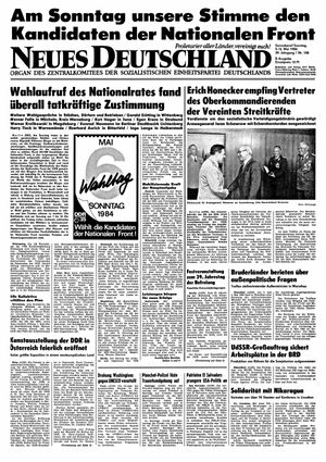 Neues Deutschland Online-Archiv vom 05.05.1984