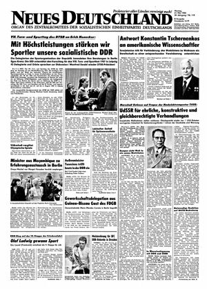 Neues Deutschland Online-Archiv vom 21.05.1984