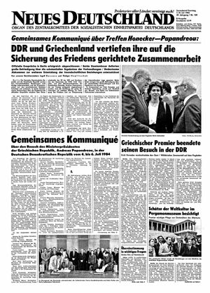 Neues Deutschland Online-Archiv vom 07.07.1984