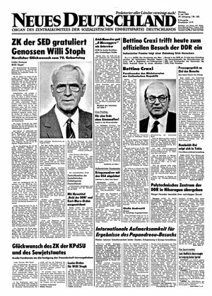Neues Deutschland Online-Archiv vom 09.07.1984