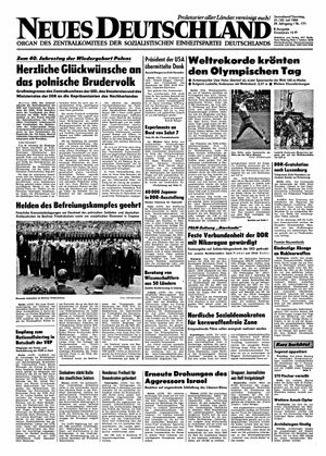 Neues Deutschland Online-Archiv vom 21.07.1984