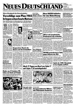 Neues Deutschland Online-Archiv vom 30.07.1984
