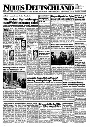 Neues Deutschland Online-Archiv vom 10.08.1984