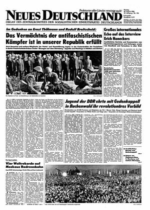 Neues Deutschland Online-Archiv vom 20.08.1984