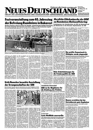 Neues Deutschland Online-Archiv vom 23.08.1984