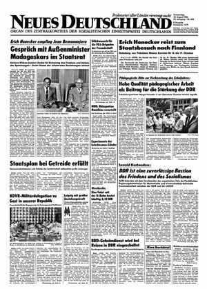 Neues Deutschland Online-Archiv vom 30.08.1984