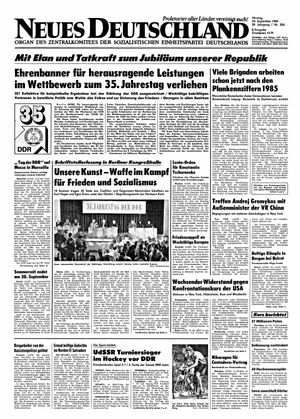 Neues Deutschland Online-Archiv vom 24.09.1984