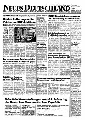 Neues Deutschland Online-Archiv vom 01.10.1984