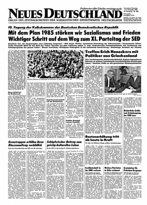 Neues Deutschland Online-Archiv vom 01.12.1984