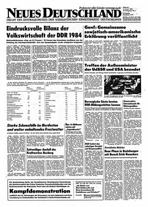 Neues Deutschland Online-Archiv vom 09.01.1985