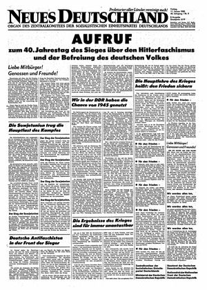 Neues Deutschland Online-Archiv vom 11.01.1985