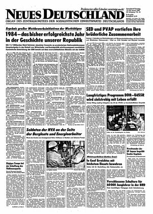 Neues Deutschland Online-Archiv vom 19.01.1985