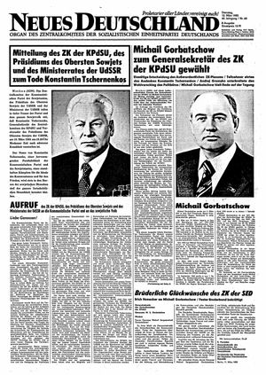 Neues Deutschland Online-Archiv vom 12.03.1985