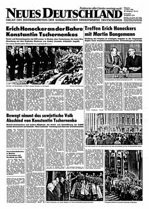 Neues Deutschland Online-Archiv vom 13.03.1985
