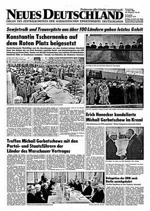 Neues Deutschland Online-Archiv vom 14.03.1985