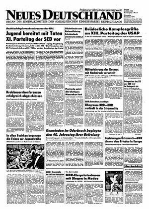 Neues Deutschland Online-Archiv vom 25.03.1985