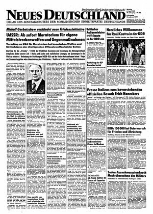 Neues Deutschland Online-Archiv vom 08.04.1985