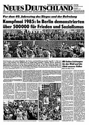 Neues Deutschland Online-Archiv vom 02.05.1985